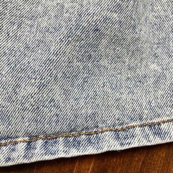 VTG Acid Wash Pleated Button Front Midi Denim Skirt Bow Detail Size 11/12 - Picture 10 of 16